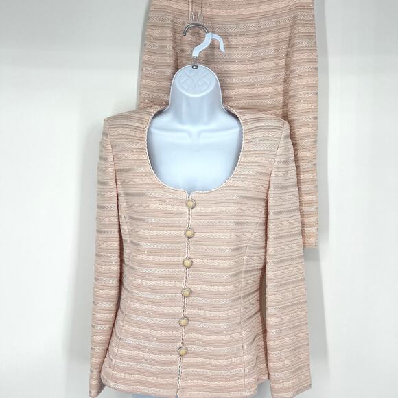 St. John Evening by Marie Gray Blush Sequins & Rhinestone Jacket & Skirt Size 6 - Picture 1 of 11